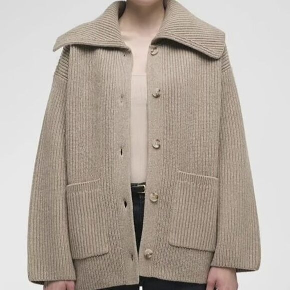 SIMKHAI Hollie Cardigan in Oat X-Small New Womens Knit Wool Sweater - Picture 12 of 16